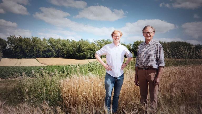 Christophe Jolly (left) with his father Ferdinand on their farm