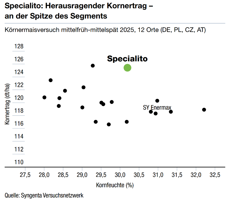Specialito: Herausragender Kornertrag –  an der Spitze des Segments